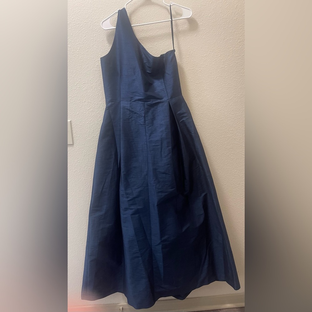 Elegant One Shoulder Navy Dress